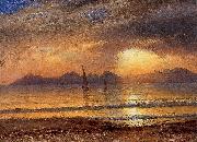Albert Bierstadt Sunset over a Mountain Lake oil painting artist